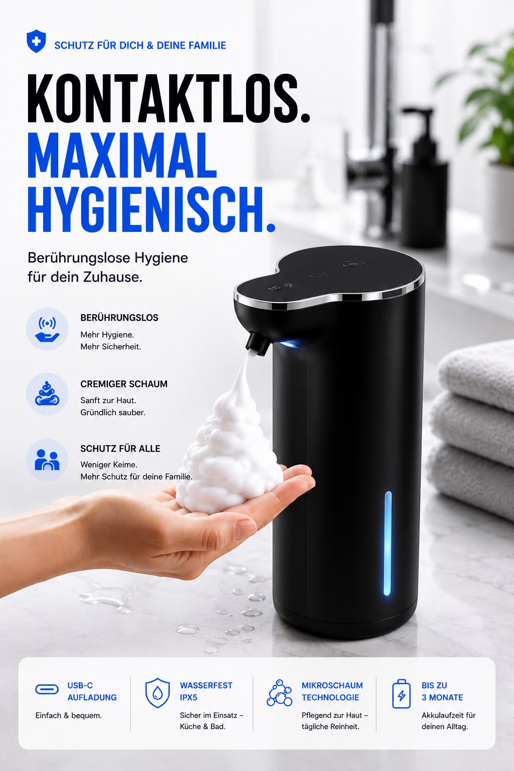 Vessaro™ TouchFree Pro-Sensor-XL Schaumseifenspender