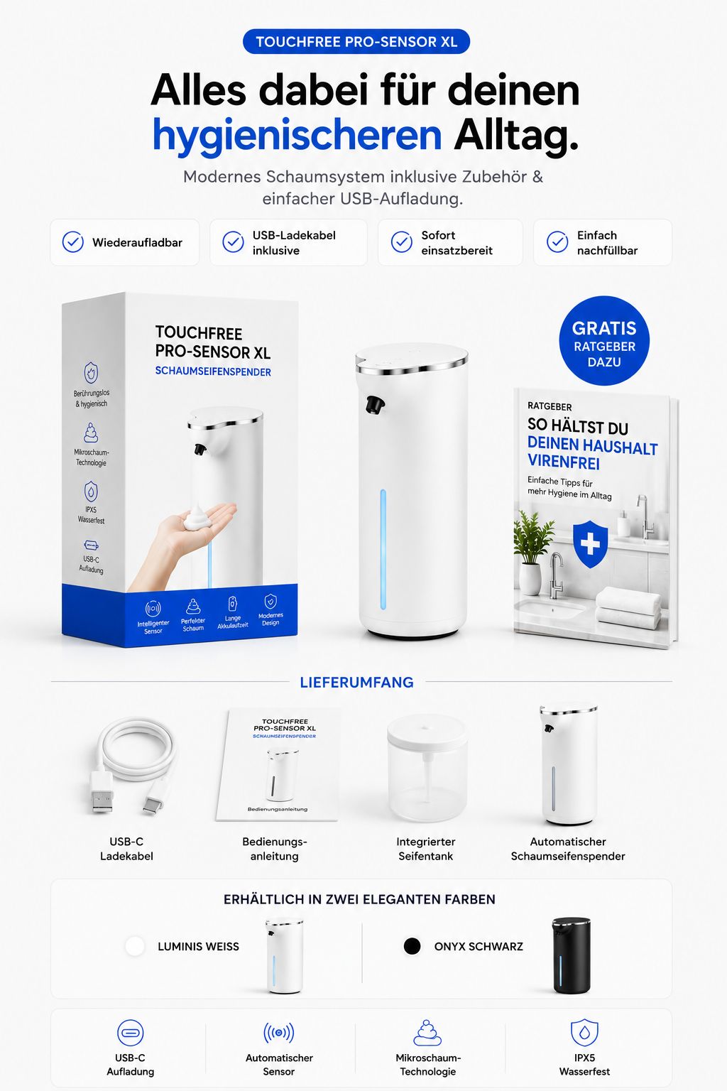 Vessaro™ TouchFree Pro-Sensor-XL Schaumseifenspender